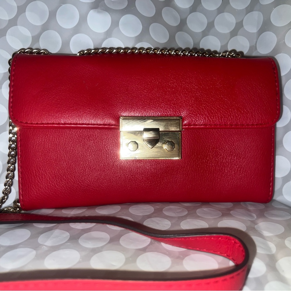 Enzo Angiolini Red Vegan Leather Clutch Chain Crossbody